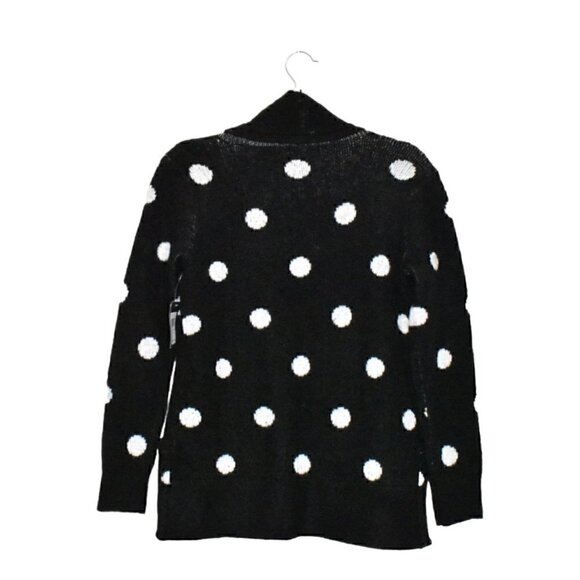 Verve Ami Long Sleeve Open Front Cardigan Sweater Black White Polka Dots Size S - Picture 2 of 12
